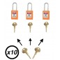 Lot de cadenas de consignation électrique orange Master Lock S31 avec clé passe