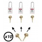 Lot de cadenas de consignation électrique Master Lock S31 blanc avec clé passe