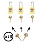 Lot de cadenas de consignation électrique Master Lock S31 jaune avec clé passe