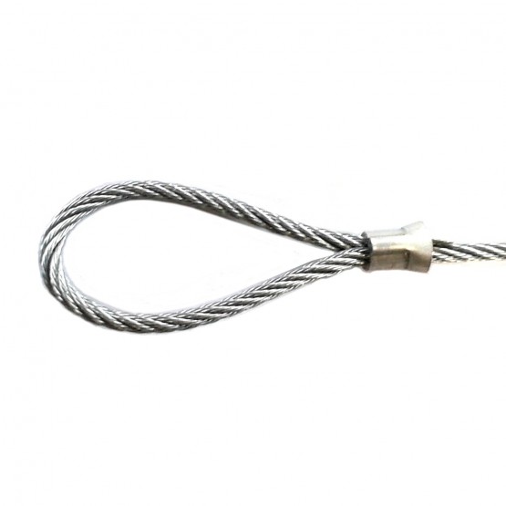 Câble acier Ø 2 mm avec 2 boucles serties sur mesure jusqu'à 40 mètres