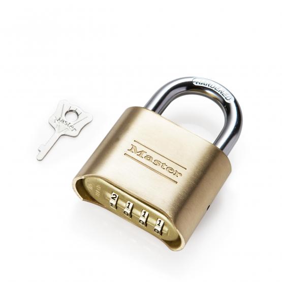 Doré Master Lock 175EURDLH Cadenas à Combinaison Certifié en Zinc et Finition Laiton et Anse Longue 10,7 x 5,1 x 2,4 cm 